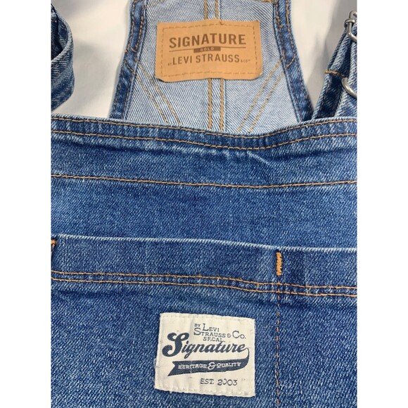 Levi Strauss Signature Gold Girl's Size M Shortall Blue Jean Denim - Picture 9 of 10